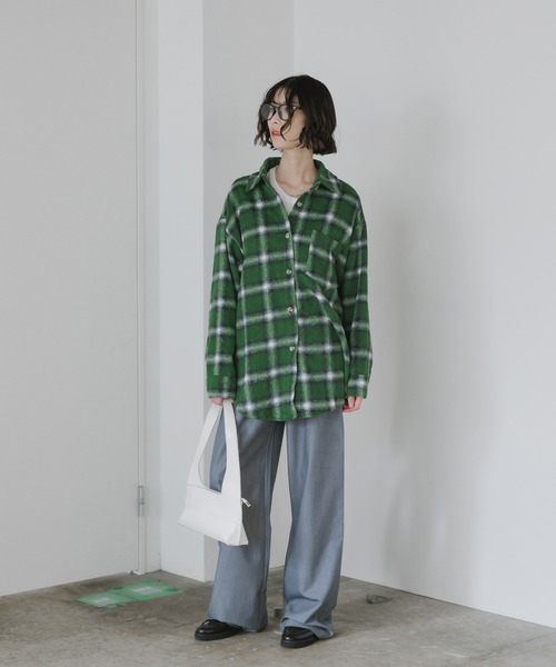 AO2（アオズ）の「起毛オンブレチェックシャツ（シャツ/ブラウス・レディース・イエロー/ネイビー/ホワイト/レッド/グリーン・FREE）」の19枚目の写真