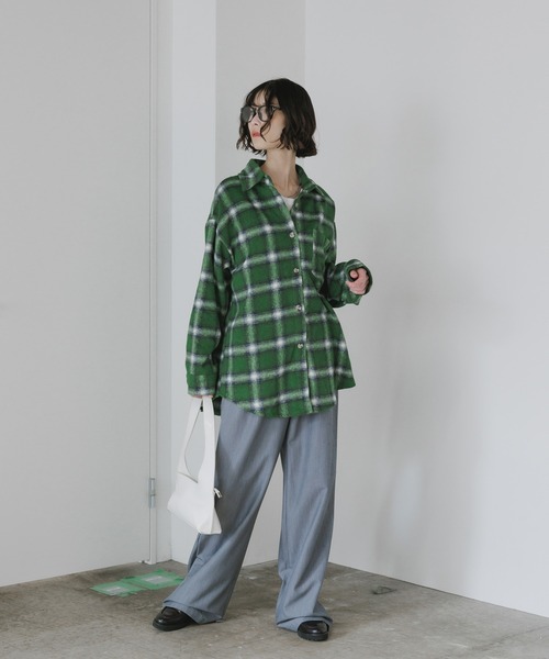 AO2（アオズ）の「起毛オンブレチェックシャツ（シャツ/ブラウス・レディース・イエロー/ネイビー/ホワイト/レッド/グリーン・FREE）」の20枚目の写真