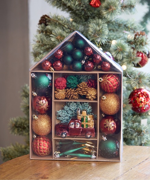 2025Xmas】プラスチックオーナメントセット63個入り（インテリア雑貨