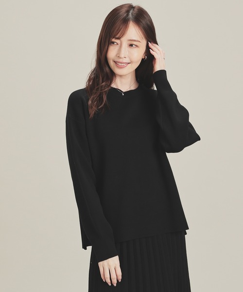 ユキエモン 黒のレース裾付きニットセーター ユキエモン 黒のレース裾