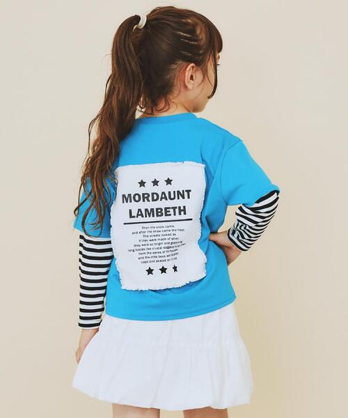 THE SHOP TK （ザ ショップ ティーケー ）の「【110－160】レイヤード風デニムアップリケロンTee（Tシャツ/カットソー・キッズ・スミクロ/ブラック/アイボリー/ブルー・14/13/12/11/16/15 ）」の4枚目の写真