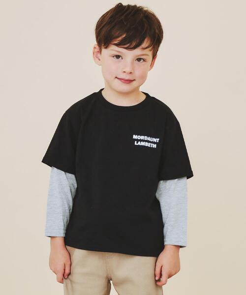 THE SHOP TK （ザ ショップ ティーケー ）の「【110－160】レイヤード風デニムアップリケロンTee（Tシャツ/カットソー・キッズ・スミクロ/ブラック/アイボリー/ブルー・14/13/12/11/16/15 ）」の5枚目の写真