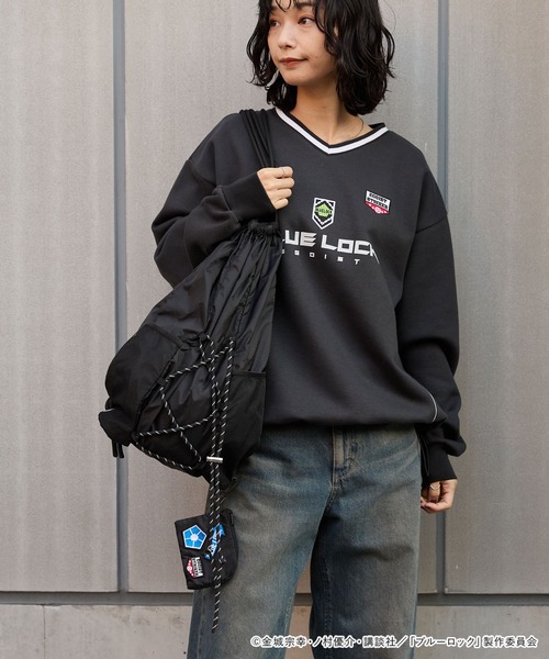 MONO-MART（モノマート）の「【ブルーロック】別注 ポーチ付き ドローコード ナップサック（バックパック/リュック・レディース・ブラック/ブルー/グレー・FREE）」の5枚目の写真