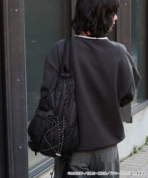 MONO-MART（モノマート）の「【ブルーロック】別注 ポーチ付き ドローコード ナップサック（バックパック/リュック・レディース・ブラック/ブルー/グレー・FREE）」の8枚目の写真