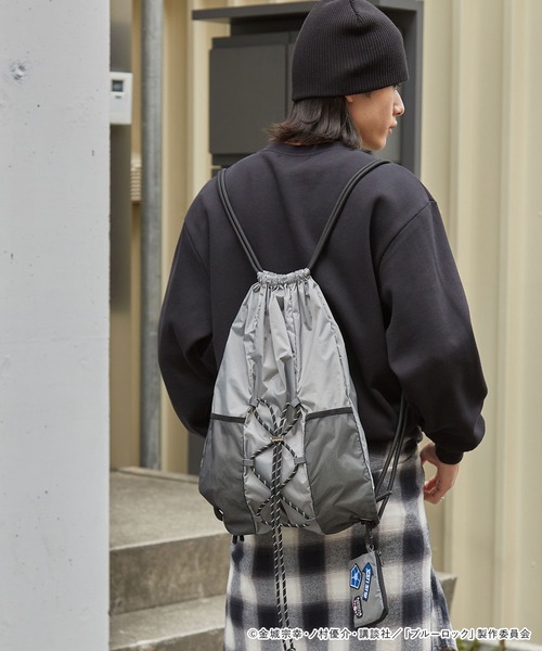 MONO-MART（モノマート）の「【ブルーロック】別注 ポーチ付き ドローコード ナップサック（バックパック/リュック・レディース・ブラック/ブルー/グレー・FREE）」の20枚目の写真