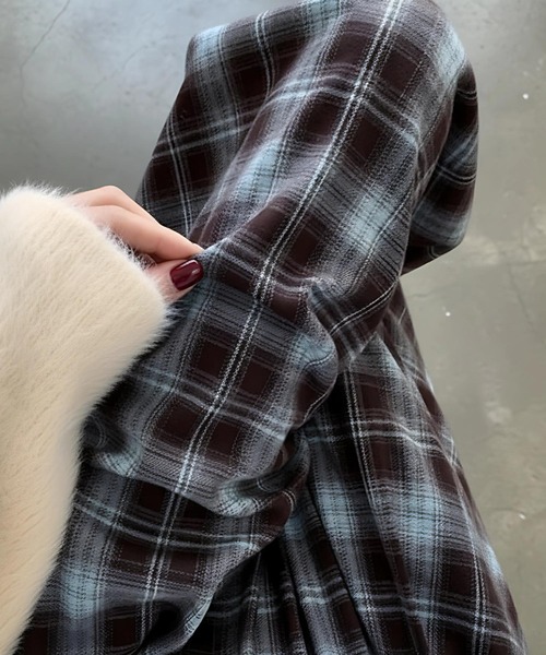 cammie(キャミー)の「チェック柄ゆるパンツ(その他パンツ・レディース・ワイン/ブルー・M/L)」の11枚目の写真