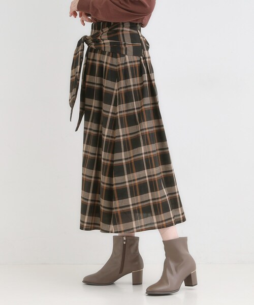 SHOO・LA・RUE（シューラルー）の「【S-LL／2WAY】取り外しのできる シャツ腰巻パーツつきチェック柄スカート（スカート・レディース・ダークブラウン系1/ブラック系1・01/02/03/04）」の4枚目の写真