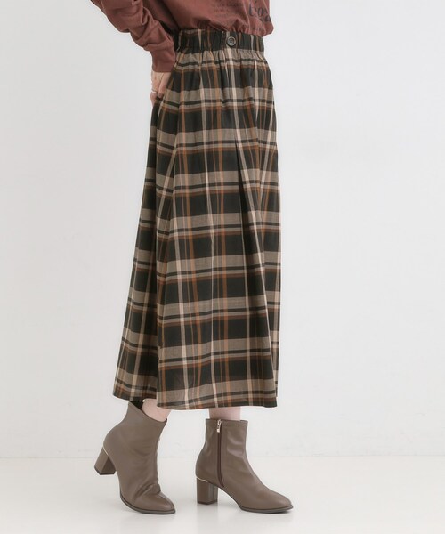 SHOO・LA・RUE（シューラルー）の「【S-LL／2WAY】取り外しのできる シャツ腰巻パーツつきチェック柄スカート（スカート・レディース・ダークブラウン系1/ブラック系1・01/02/03/04）」の6枚目の写真