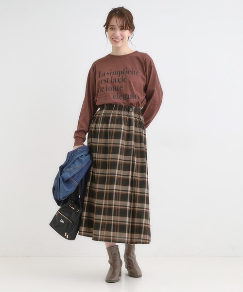 SHOO・LA・RUE（シューラルー）の「【S-LL／2WAY】取り外しのできる シャツ腰巻パーツつきチェック柄スカート（スカート・レディース・ダークブラウン系1/ブラック系1・01/02/03/04）」の8枚目の写真