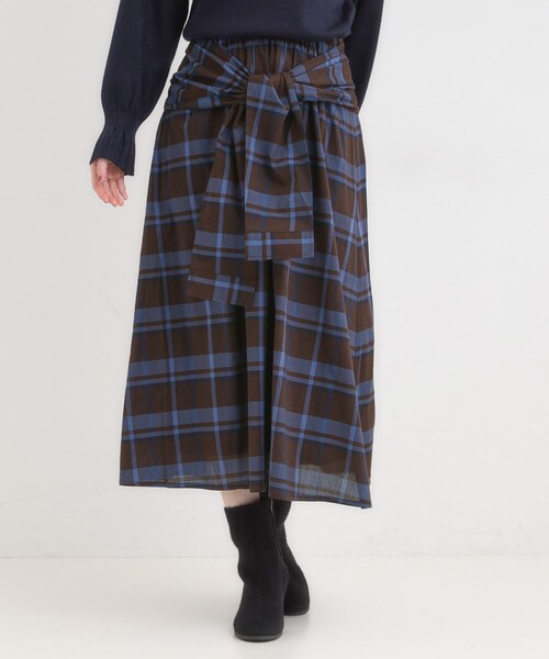 SHOO・LA・RUE（シューラルー）の「【S-LL／2WAY】取り外しのできる シャツ腰巻パーツつきチェック柄スカート（スカート・レディース・ダークブラウン系1/ブラック系1・01/02/03/04）」の10枚目の写真