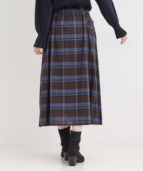 SHOO・LA・RUE（シューラルー）の「【S-LL／2WAY】取り外しのできる シャツ腰巻パーツつきチェック柄スカート（スカート・レディース・ダークブラウン系1/ブラック系1・01/02/03/04）」の11枚目の写真