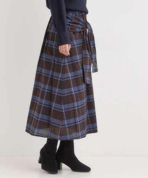 SHOO・LA・RUE（シューラルー）の「【S-LL／2WAY】取り外しのできる シャツ腰巻パーツつきチェック柄スカート（スカート・レディース・ダークブラウン系1/ブラック系1・01/02/03/04）」の12枚目の写真