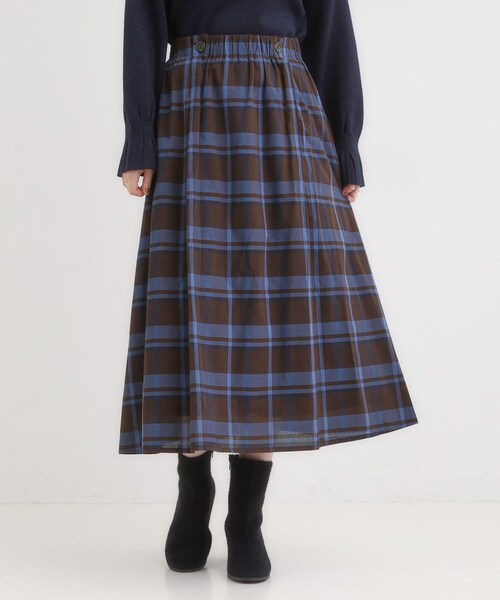 SHOO・LA・RUE（シューラルー）の「【S-LL／2WAY】取り外しのできる シャツ腰巻パーツつきチェック柄スカート（スカート・レディース・ダークブラウン系1/ブラック系1・01/02/03/04）」の13枚目の写真