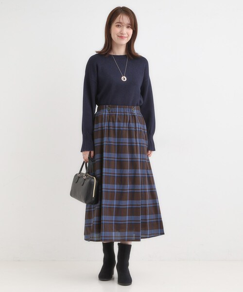 SHOO・LA・RUE（シューラルー）の「【S-LL／2WAY】取り外しのできる シャツ腰巻パーツつきチェック柄スカート（スカート・レディース・ダークブラウン系1/ブラック系1・01/02/03/04）」の15枚目の写真