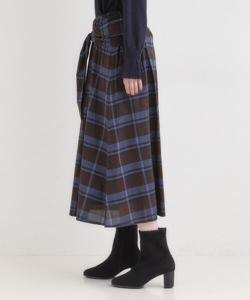 SHOO・LA・RUE（シューラルー）の「【S-LL／2WAY】取り外しのできる シャツ腰巻パーツつきチェック柄スカート（スカート・レディース・ダークブラウン系1/ブラック系1・01/02/03/04）」の18枚目の写真