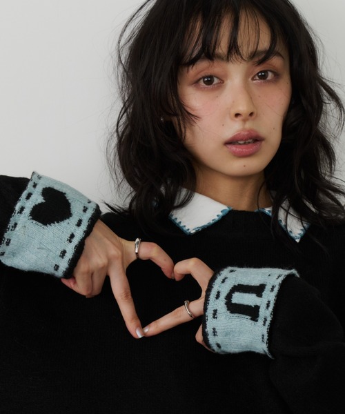 Unitage（ユニテージ）の「シークレットロゴニットプルオーバー（ニット/セーター・レディース・イエロー/レッド/アイボリー/チャコールグレー/ブラック/ピンク/ネイビー・FREE）」の3枚目の写真