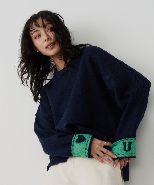 Unitage（ユニテージ）の「シークレットロゴニットプルオーバー（ニット/セーター・レディース・イエロー/レッド/アイボリー/チャコールグレー/ブラック/ピンク/ネイビー・FREE）」の10枚目の写真