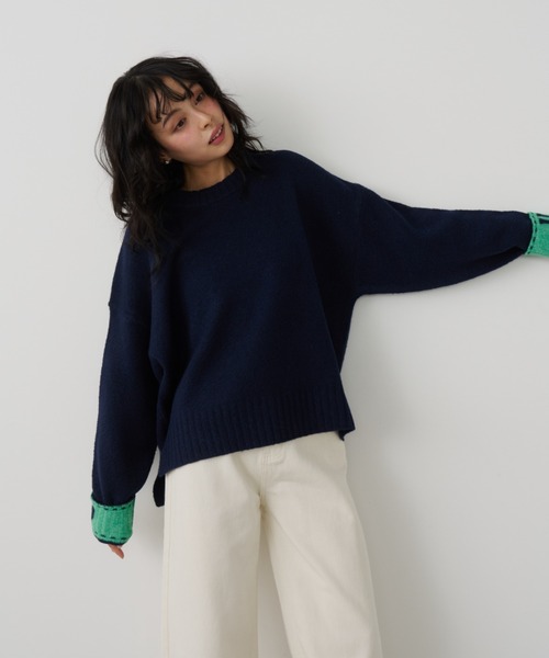 Unitage（ユニテージ）の「シークレットロゴニットプルオーバー（ニット/セーター・レディース・イエロー/レッド/アイボリー/チャコールグレー/ブラック/ピンク/ネイビー・FREE）」の12枚目の写真