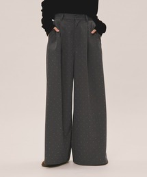 loin nuit(ロワンニュイ)のline stone wide pants / ラインストーンワイドパンツ(その他パンツ)