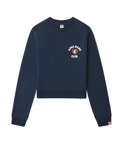 A BATHING APE(アベイシングエイプ)の「CAMO HEART CHEST PRINT CROP SWEAT SHIRT(スウェット・レディース・ネイビー/レッド/グレー・X-SMALL/SMALL)」の1枚目の写真