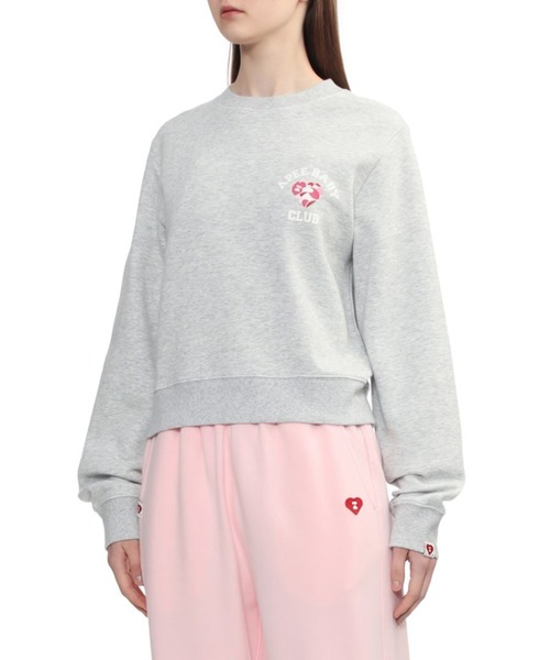A BATHING APE(アベイシングエイプ)の「CAMO HEART CHEST PRINT CROP SWEAT SHIRT(スウェット・レディース・ネイビー/レッド/グレー・X-SMALL/SMALL)」の7枚目の写真