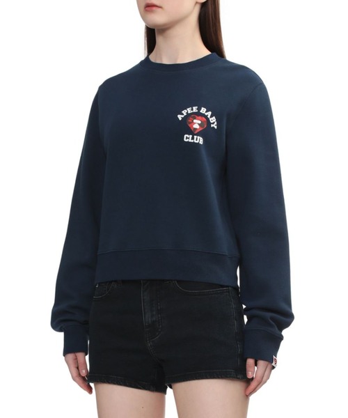 A BATHING APE(アベイシングエイプ)の「CAMO HEART CHEST PRINT CROP SWEAT SHIRT(スウェット・レディース・ネイビー/レッド/グレー・X-SMALL/SMALL)」の8枚目の写真