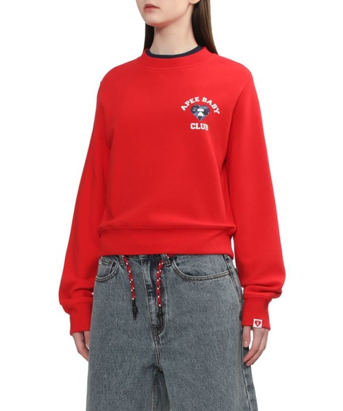 A BATHING APE(アベイシングエイプ)の「CAMO HEART CHEST PRINT CROP SWEAT SHIRT(スウェット・レディース・ネイビー/レッド/グレー・X-SMALL/SMALL)」の9枚目の写真