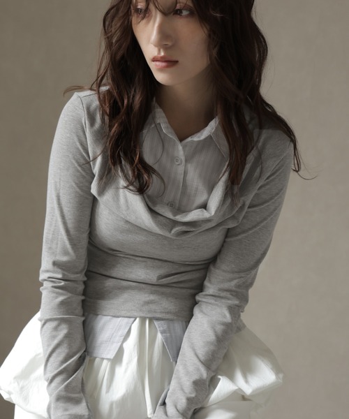 Ulysses（ユリシス）の「シャツレイヤード風デザインカットソー（Tシャツ/カットソー・レディース・グレー/チャコール・F）」の2枚目の写真