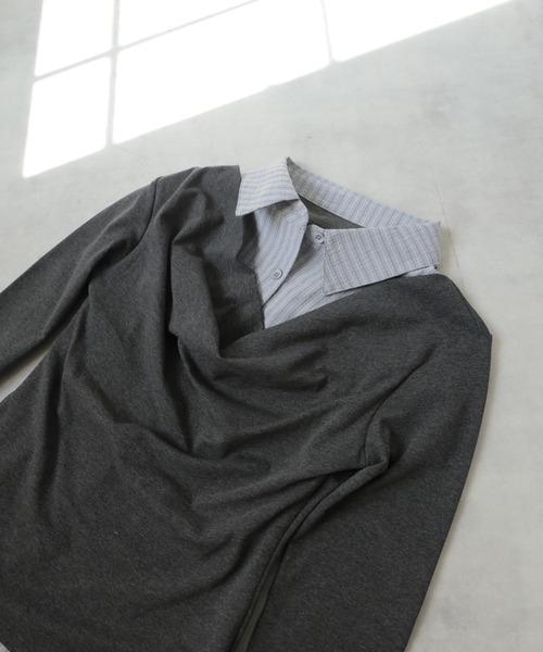 Ulysses（ユリシス）の「シャツレイヤード風デザインカットソー（Tシャツ/カットソー・レディース・グレー/チャコール・F）」の19枚目の写真