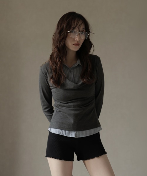 Ulysses（ユリシス）の「シャツレイヤード風デザインカットソー（Tシャツ/カットソー・レディース・グレー/チャコール・F）」の9枚目の写真