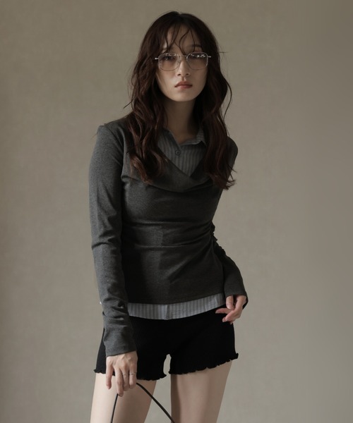 Ulysses（ユリシス）の「シャツレイヤード風デザインカットソー（Tシャツ/カットソー・レディース・グレー/チャコール・F）」の10枚目の写真