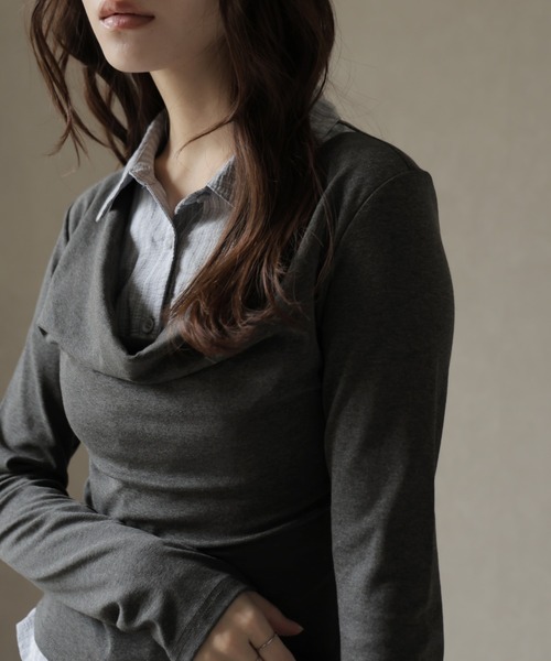 Ulysses（ユリシス）の「シャツレイヤード風デザインカットソー（Tシャツ/カットソー・レディース・グレー/チャコール・F）」の15枚目の写真