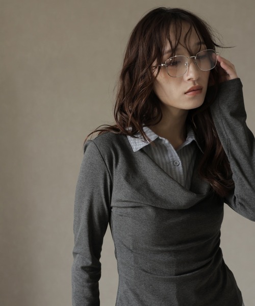 Ulysses（ユリシス）の「シャツレイヤード風デザインカットソー（Tシャツ/カットソー・レディース・グレー/チャコール・F）」の17枚目の写真