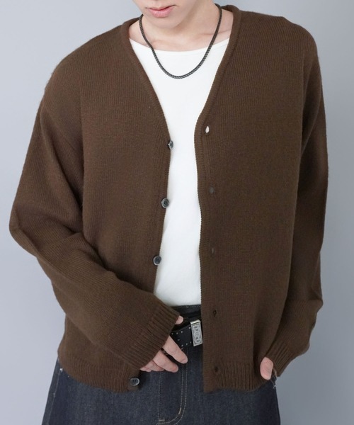 セール】短丈モヘアニットカーディガン/シンプル/無地/ヴィンテージ