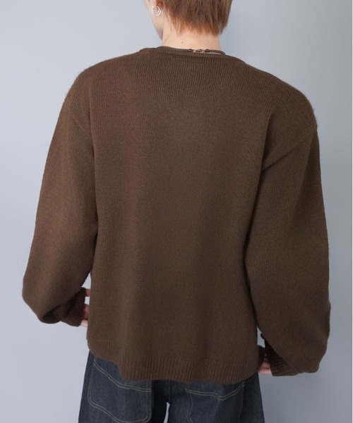 セール】短丈モヘアニットカーディガン/シンプル/無地/ヴィンテージ