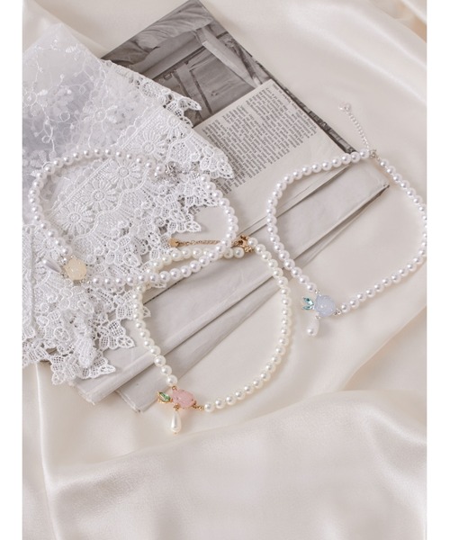 ☆ lily☆ 未使用 乳白・パープル潰れ薔薇ネックレス ミハエルネグリン セール】ローズパールネックレス（ネックレス）｜LILY BROWN（リリー