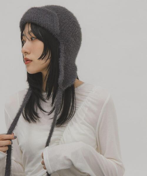 KBF(ケイビーエフ)の「シャギーフライトニットHAT(ニットキャップ/ビーニー・レディース・グレー系その他/ブラック・ONE)」の3枚目の写真