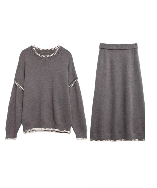 セール】ニット セットアップ 冬 秋 レディース スカート 長袖