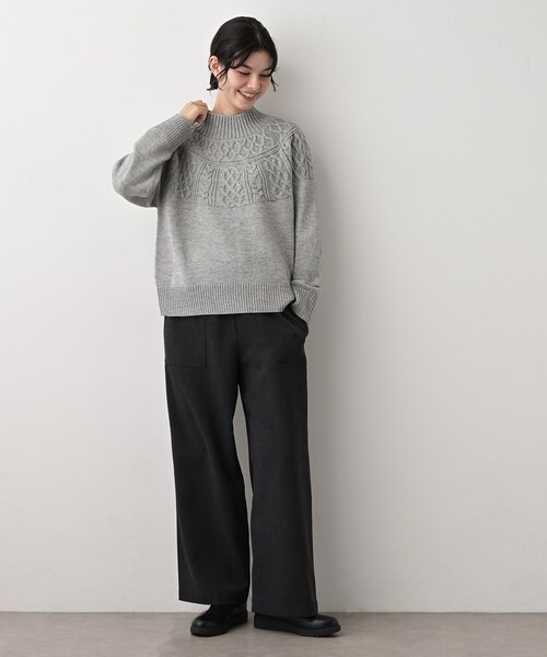 Dessin（デッサン）の「【着映え/洗える】求心ケーブル編みハイネックニット（ニット/セーター・レディース・アイボリー/ライトグレー/ワインレッド/ネイビー・00/01/02/03）」の11枚目の写真