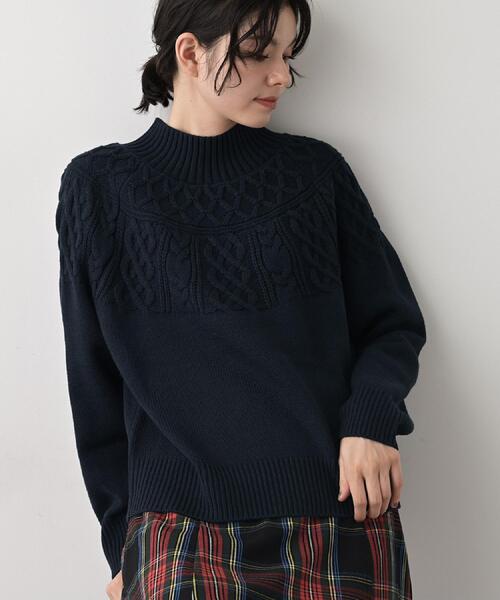 Dessin（デッサン）の「【着映え/洗える】求心ケーブル編みハイネックニット（ニット/セーター・レディース・アイボリー/ライトグレー/ワインレッド/ネイビー・00/01/02/03）」の22枚目の写真