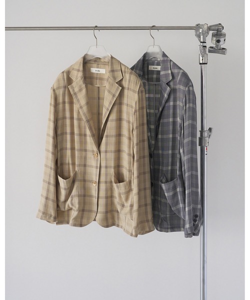 anuke（アンヌーク）の「Check Over Jacket（テーラードジャケット・レディース・ブルー/クリーム・36inch/38inch）」の8枚目の写真