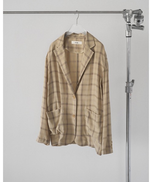 anuke（アンヌーク）の「Check Over Jacket（テーラードジャケット・レディース・ブルー/クリーム・36inch/38inch）」の15枚目の写真