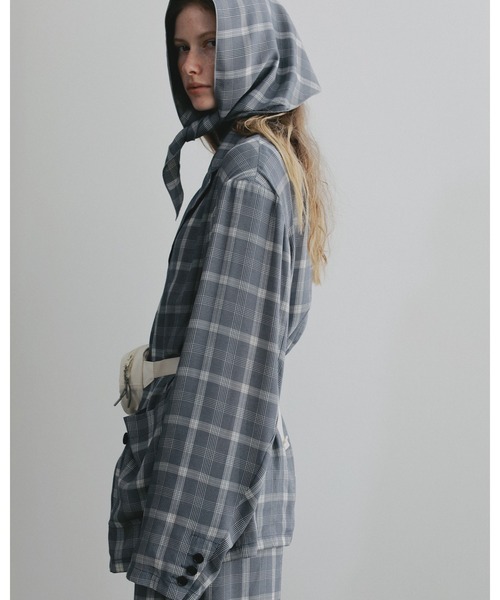anuke（アンヌーク）の「Check Over Jacket（テーラードジャケット・レディース・ブルー/クリーム・36inch/38inch）」の3枚目の写真