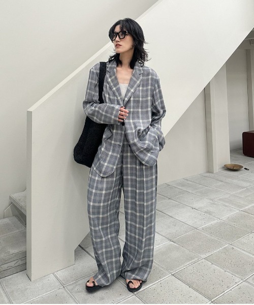 anuke（アンヌーク）の「Check Over Jacket（テーラードジャケット・レディース・ブルー/クリーム・36inch/38inch）」の16枚目の写真