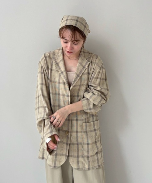 anuke（アンヌーク）の「Check Over Jacket（テーラードジャケット・レディース・ブルー/クリーム・36inch/38inch）」の18枚目の写真