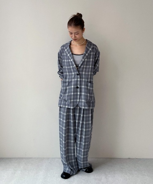 anuke（アンヌーク）の「Check Over Jacket（テーラードジャケット・レディース・ブルー/クリーム・36inch/38inch）」の19枚目の写真