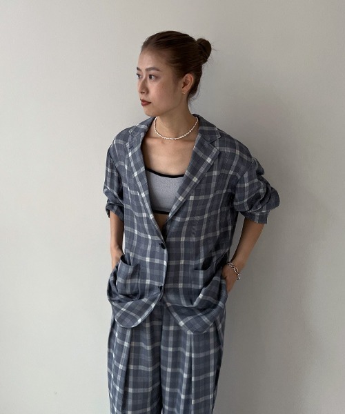 anuke（アンヌーク）の「Check Over Jacket（テーラードジャケット・レディース・ブルー/クリーム・36inch/38inch）」の20枚目の写真