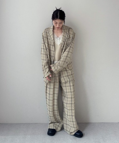 anuke（アンヌーク）の「Check Over Jacket（テーラードジャケット・レディース・ブルー/クリーム・36inch/38inch）」の21枚目の写真