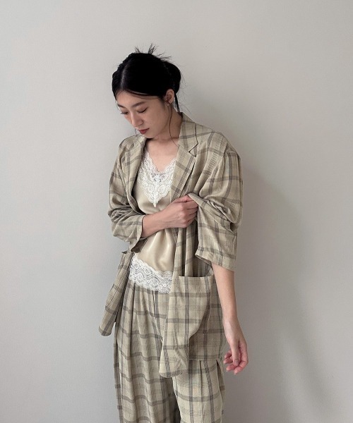 anuke（アンヌーク）の「Check Over Jacket（テーラードジャケット・レディース・ブルー/クリーム・36inch/38inch）」の22枚目の写真