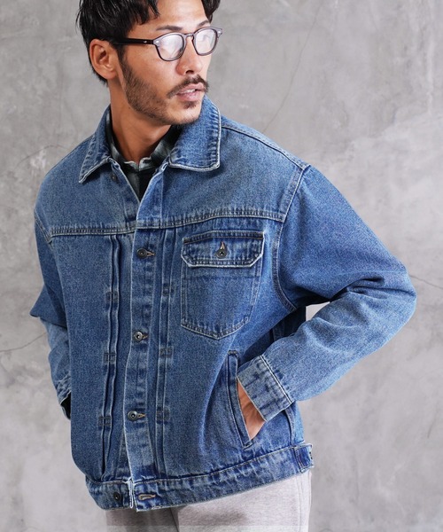 jiggys shop（ジギーズショップ）の「オーバーサイズ ウォッシュ加工 デニムジャケット（デニムジャケット・メンズ・ネイビー/インディゴブルー/ブルー・X-LARGE/MEDIUM/LARGE）」の3枚目の写真